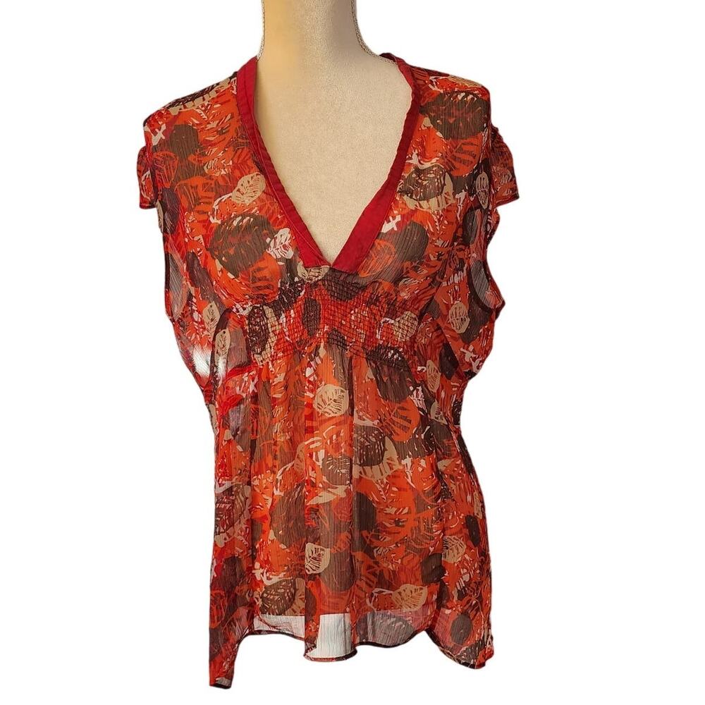 New York & Company Women's Semi Sheer Blouse Size Large